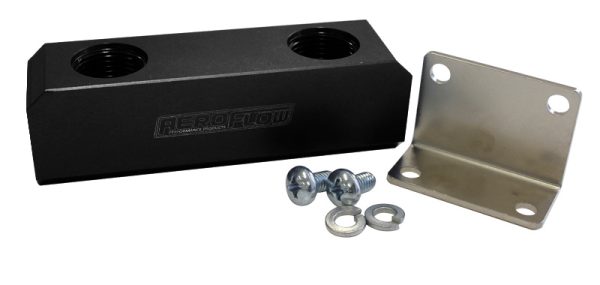 AF452-08BLK Aeroflow Fuel Block, Log Type 8 Orb Black 2 X 8 Side, 2 X 8 Top - Image 2
