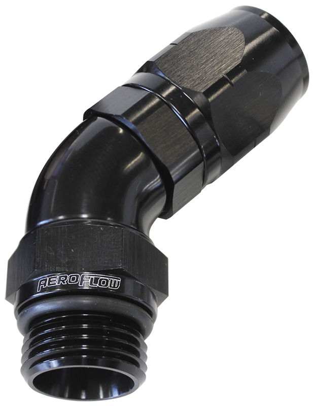 AF544-12-16BLK Aeroflow Male Hose End 16 Orb To 12 Hosefull Flow Billet 45 Deg - Image 2