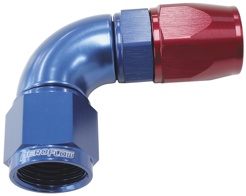 90 DEG -8AN FULL FLOW TEFLON HOSE END BLUE 1 PIECE FULLFLOW - Image 2