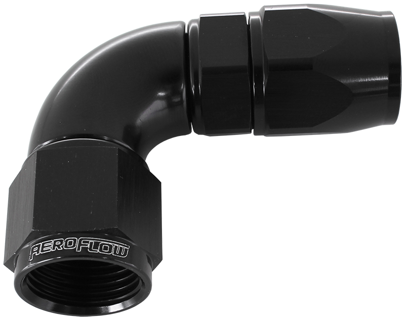 90 DEG -8AN FULL FLOW TEFLON HOSE END BLACK 1 PIECE FULLFLO - Image 2