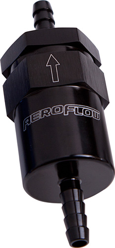 BILLET FUEL FILTER 1/2" BARB BLACK 30 MICRON BRONZE FILTER - Image 2