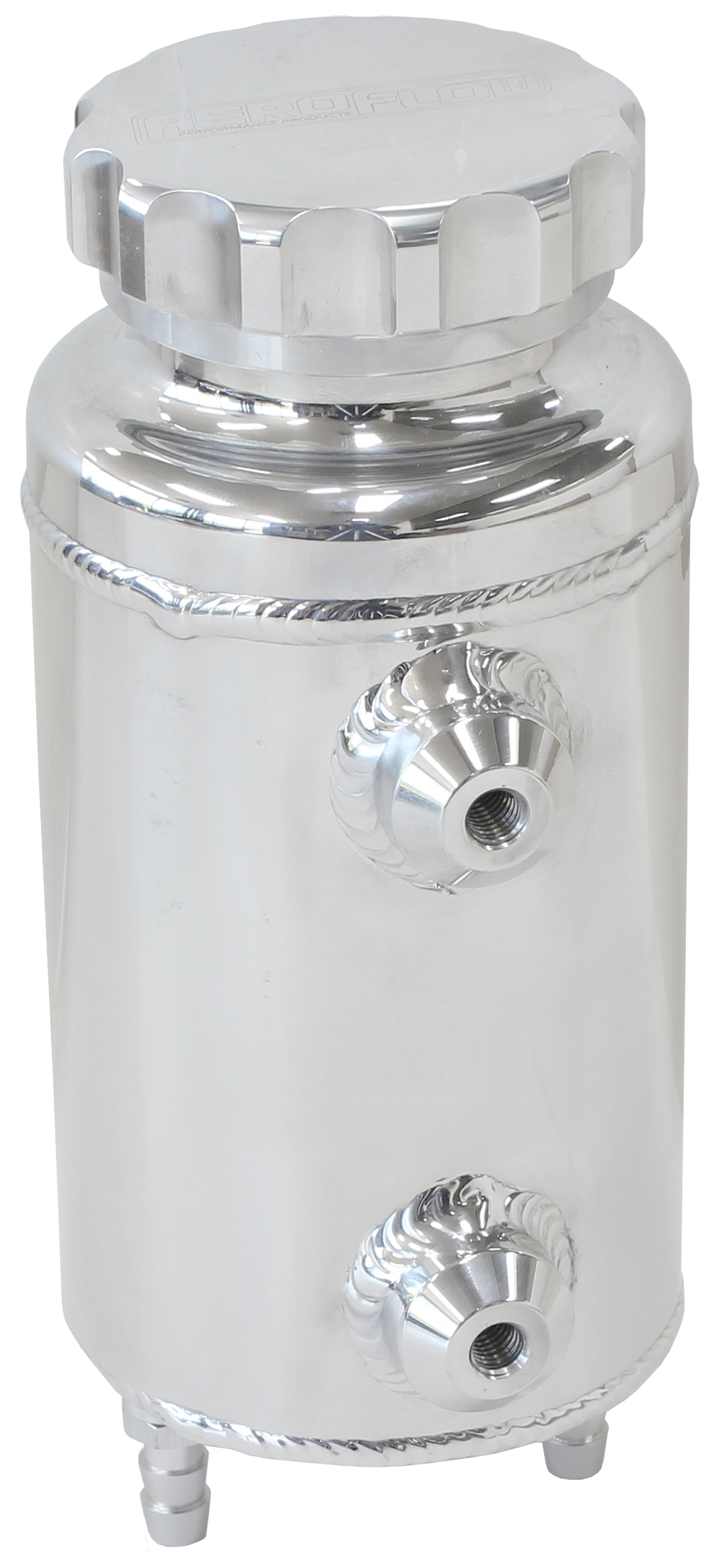 UNIVERSAL RADIATOR OVERFLOW TANK 8" X 3.5" -4 ORB POLISHED - Image 2