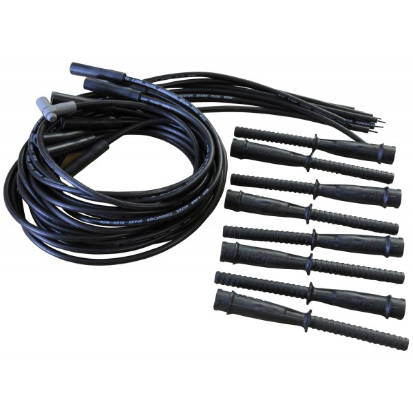 SINGLE PLUG HEMI LEAD SET BLACK 90 DEG PRO-MAG 12/44 AMP