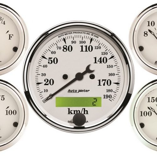 Old Tyme White 5 Piece Kit w/ Programmable kph speedo KMH