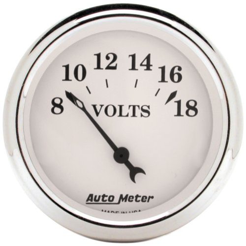 OLD TYME WHITE VOLTMETER      2-1/16″, 8-18V, SHORT SWP ELEC