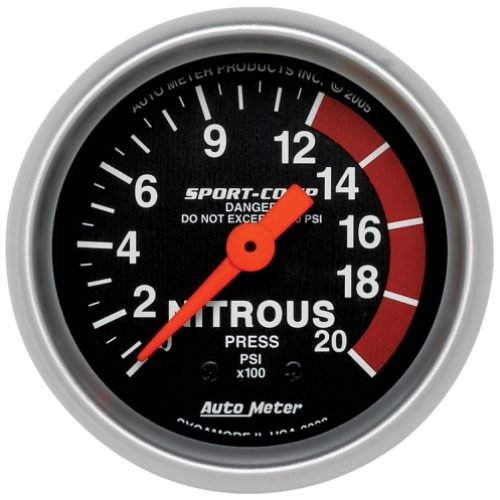 AU3328 Auto Meter Sport Comp 2 1/16″ Nitrous Press. 0 2000 Psi, Mechanical