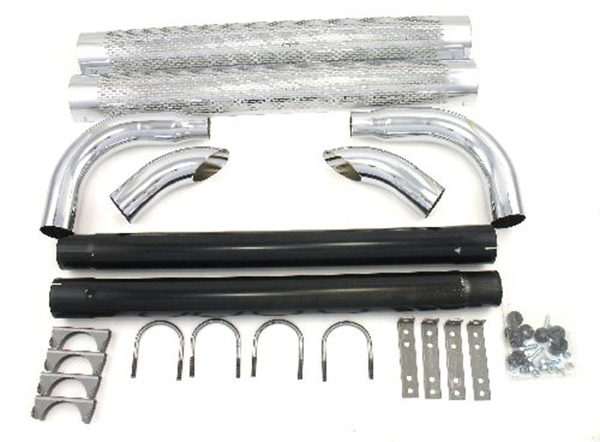 PATRIOT SHIELDED SIDE PIPES SINGLE 2INLET, 3OUT, 70LONG