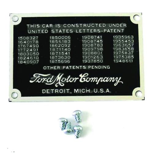 1935/36 FIREWALL PATENT PLATE FOMOCO DIE STAMPED INCL RIVETS