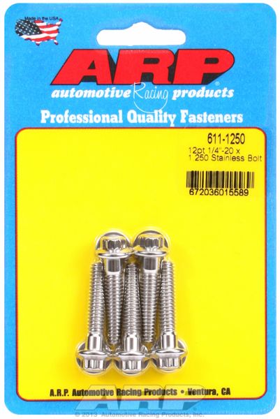SS 12PT BOLTS 1/4" UNC x 1.25"5/16" WRENCH (5-PACK) 1/4-20