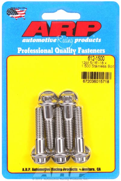 AR612-1500 Arp Ss 12 Pt Bolts 5/16" Unc X 1.503/8" Wrench (5 Pack) 5/16 18
