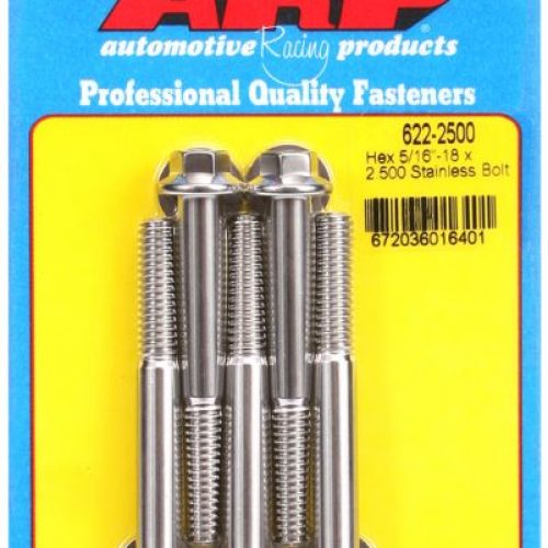 AR622-2500 Arp Ss Hex Bolts 5/16″ Unc X 2.50″3/8″ Wrench (5 Pack) 5/16 18