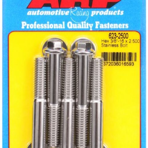 AR623-2500 Arp Ss Hex Bolts 3/8″ Unc X 2.50″ 3/8″ Wrench (5 Pack) 3/8 16