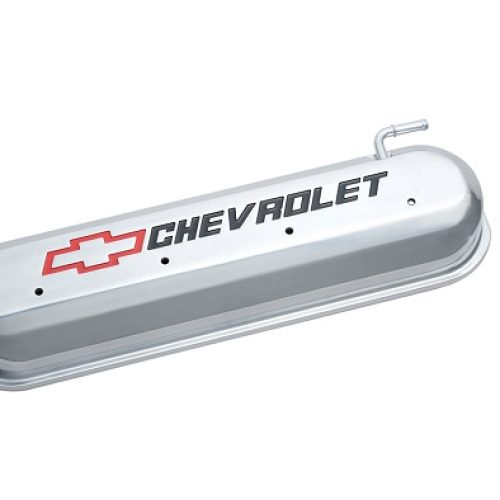 PR141-264 Proform Slant Edge Valve Covers, Ls Polished, Red & Black Emblem