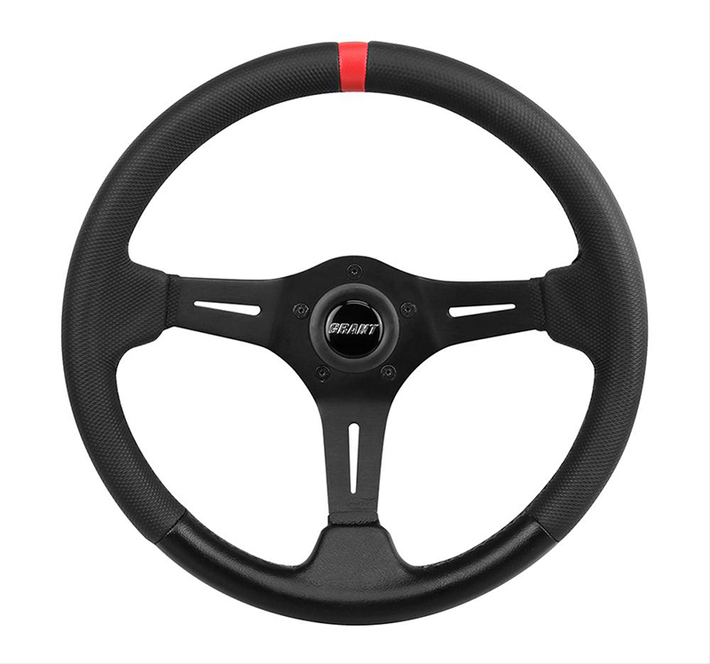 GR690 Grant Grant Perf Race 13.75" Wheel 3 Spoke Black, Red Line 3.5"Dish