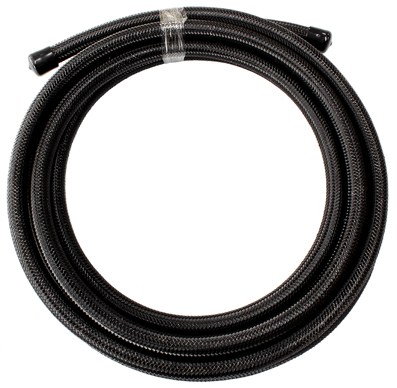 SS TEFLON BRAIDED HOSE -3AN 2M BLACK SS 3.5mm ID 6.3mm OD