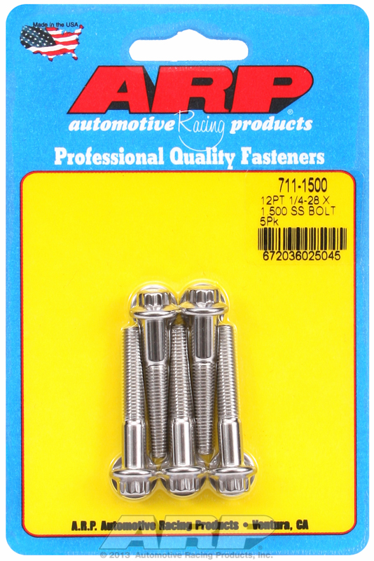 AR711-1500 Arp Ss 12 Pt Bolts 1/4" Unf X 1.50"5/16" Wrench (5 Pack) 1/4 28
