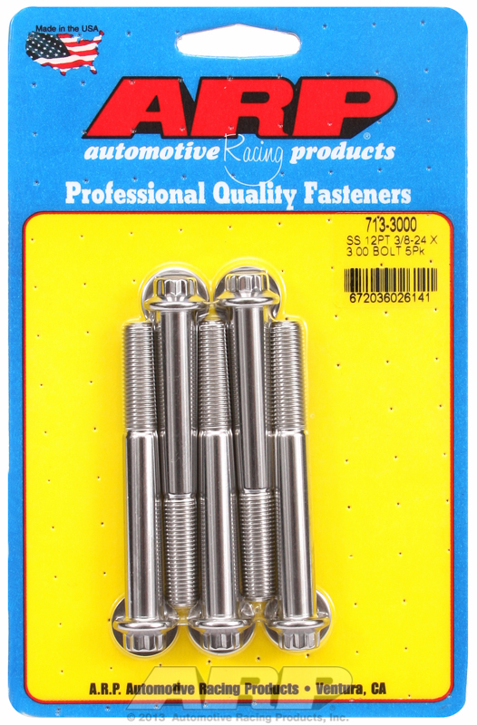 AR713-3000 Arp Ss 12 Pt Bolts 3/8" Unf X 3.00"3/8" Wrench (5 Pack) 3/8 24