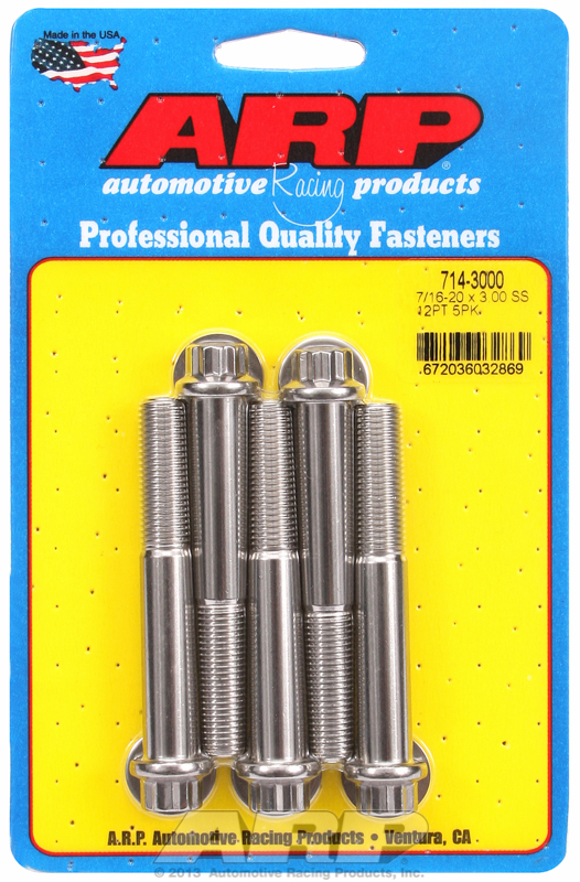AR714-3000 Arp Ss 12 Pt Bolts 7/16" Unf X 3.007/16" Wrench (5 Pack) 7/16 20