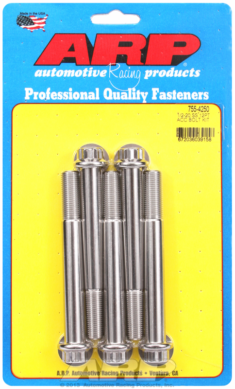 AR755-4250 Arp Ss 12 Pt Bolts 1/2" Unf X 4.25"9/16" Wrench (5 Pack) 1/2 20