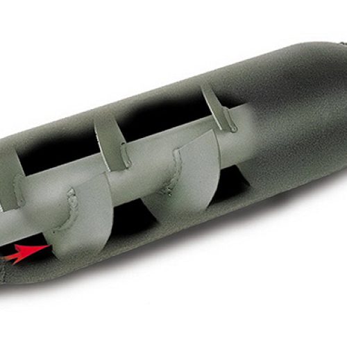 SPIRAL FLOW RACING MUFFLER 2.5″ IN/OUT, 4″ OD, 12″ LONG