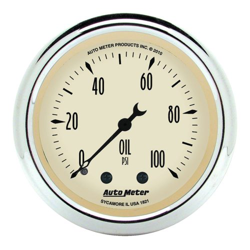 AU1821 Auto Meter Antique Beige 2 1/16″ Oil Pres0 100 Psi, Mechanical