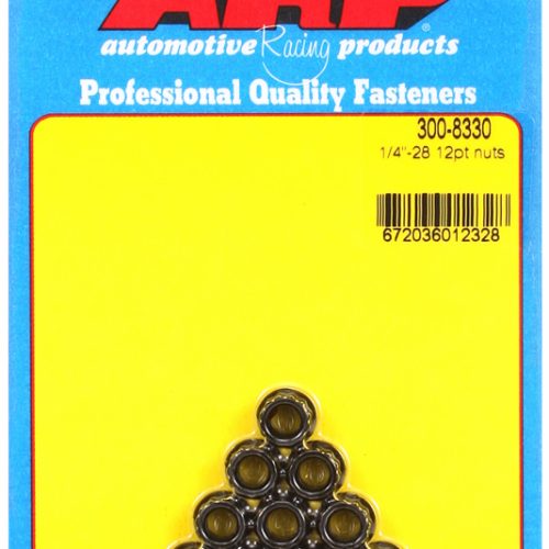 12-POINT NUTS 1/4-28 UNF (10) 5/16 WRENCH, .433″ COLLAR