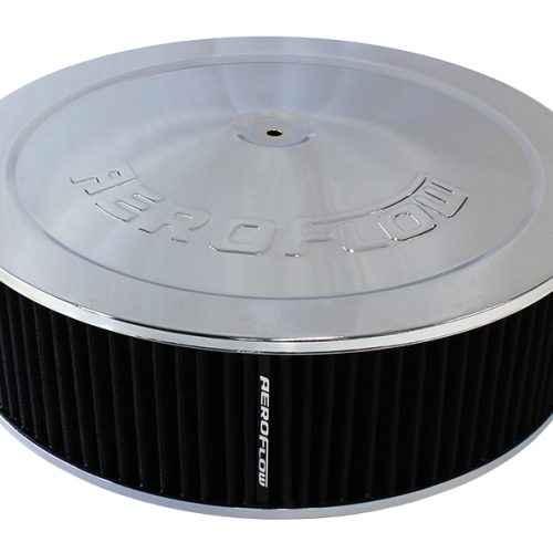 14″ X 4″  AIR CLEANER  ASSY   7-5/16″ FLAT BASE CHROME COTTO