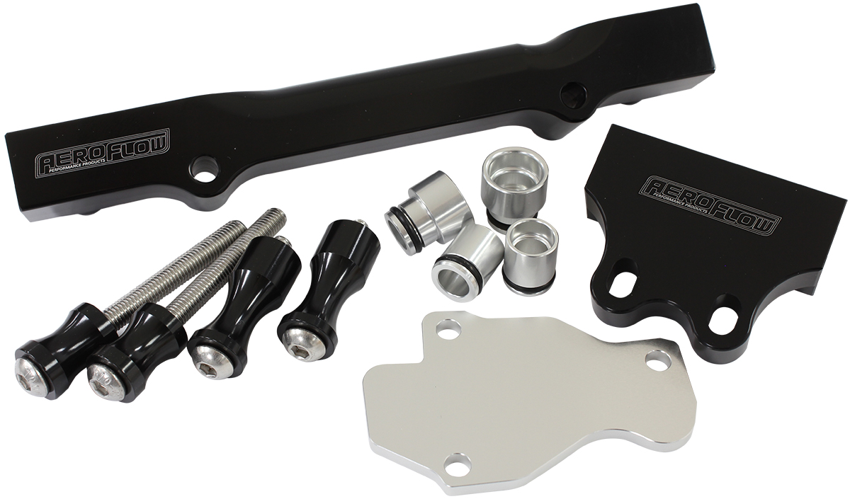 AF64-2204BLK Aeroflow Rotary Fuel Rail Kit Series 6 7 & 8. Mazda Rx7 Black Gen 2