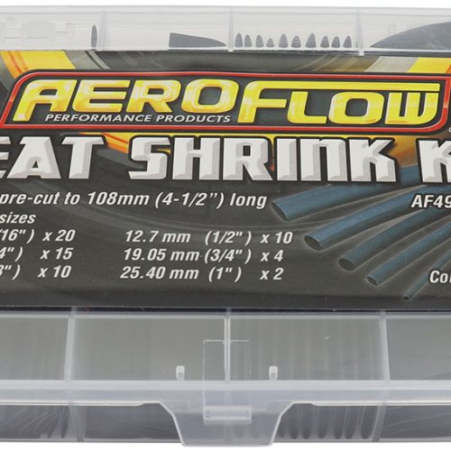 AF49-8990BLK Aeroflow Black Heat Shrink Kit 61 Pieces 2:1 Ratio 4 25mm