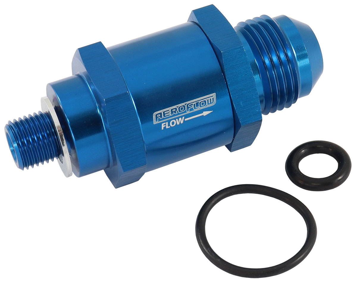 M10 X 1.0MM X -8AN CHECK VALVEBLUE MALE TO MALE BOSCH PUMP