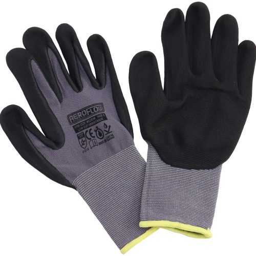 MECHANIC GLOVES LARGE NITRILE FOAM 1 PAIR BLACK WORK SHOP