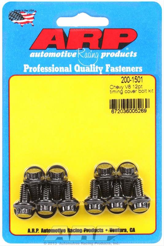 AR200-1501 Arp Sb Bb Chev V6 Timing Cover Bolts, Black, 12 Point