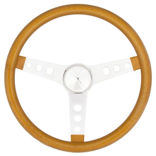 GRANT GOLD FLAKE 15″ 3 SPOKE  CHROME DRILLED STEERING WHEEL