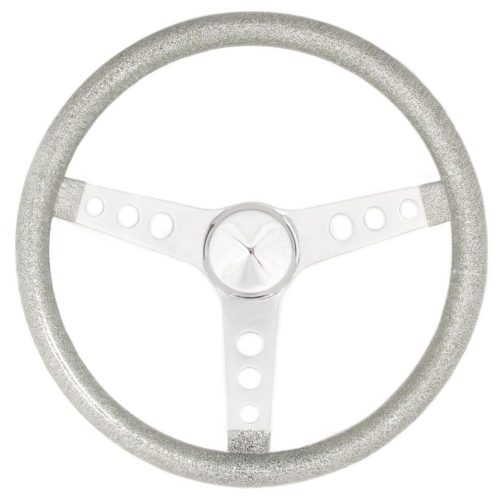 GRANT SILVER FLAKE 15″ 3 SPOKECHROME DRILLED STEERING WHEEL