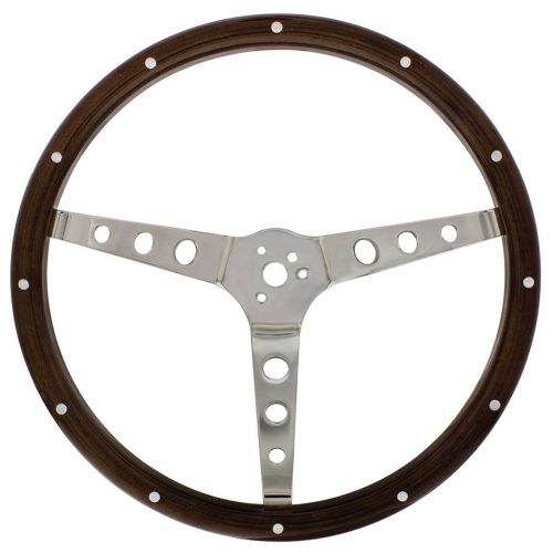 UP110794 Upi Reproductions 15″ Woodgrain Steering Wheel 3 Bolt 4″ Dish 304 S/S Spokes