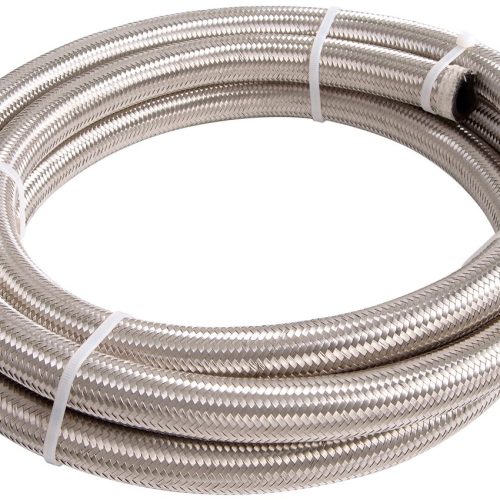 SS BRAIDED HOSE -4AN 15 METRE SILVER S/S 5.4mm ID 11.2mm OD