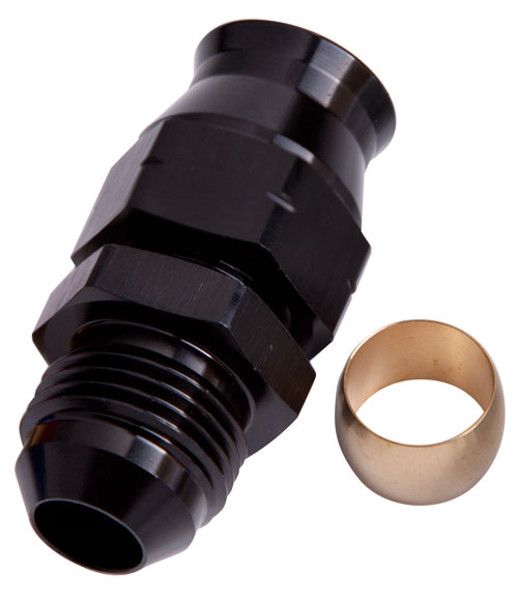 AF108-04BLK Aeroflow 1/4" Hard Line To 4 An Male Adapter Black W/ Olive