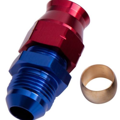 AF108-04 Aeroflow 1/4″ Hard Line To  4 An Male Adapter Blue W/ Olive