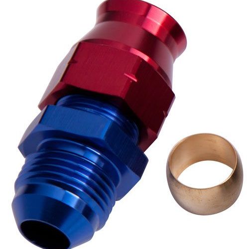 AF108-08 Aeroflow 1/2″ Hard Line To  8 An Male Adapter Blue W/ Olive