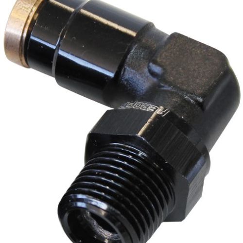 1/8″ NPT 90 DEGREE TO 1/4″ 120SERIES NYLON BLACK FITTING