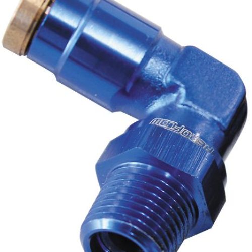 1/8″ NPT 90 DEGREE TO 1/4″ 120SERIES NYLON BLUE FITTING