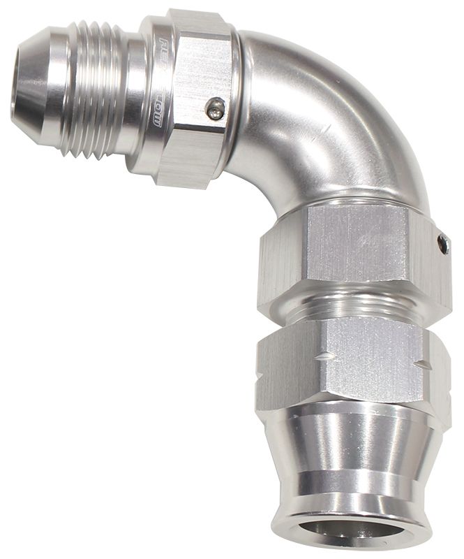 AF137-06S Aeroflow 3/8" Tube 90 Deg Male 6 An Silver Swivel Nut With Olive