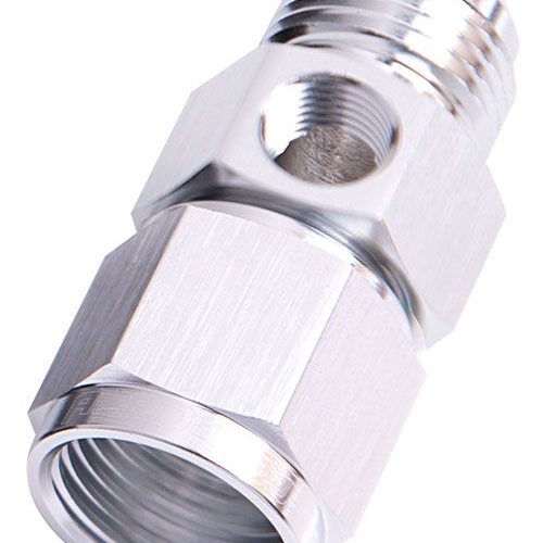 STRAIGHT FEMALE – MALE -4AN   SILVER WITH 1/8″ NPT PORT