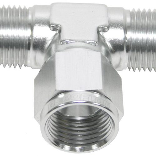 AF144-10S Aeroflow An Tee  10 An Female Nut Silver Swivel Nut On Side