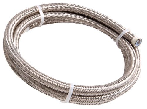 SS TEFLON BRAIDED HOSE -3AN 30M SILVER 3.5mm ID 6.3mm OD