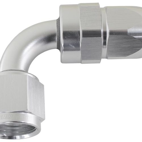 AF203-06DS Aeroflow Alloy 90 Deg Hose End  6 An Silver Full Swivel Suit Teflon