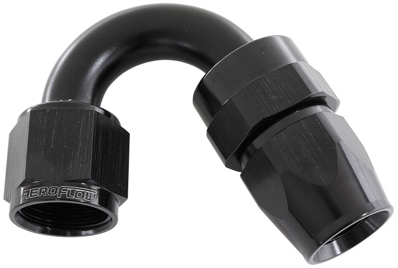 AF205-04DBLK Aeroflow Alloy 150 Deg Hose End 4 An Black Full Swivel Suit Teflon