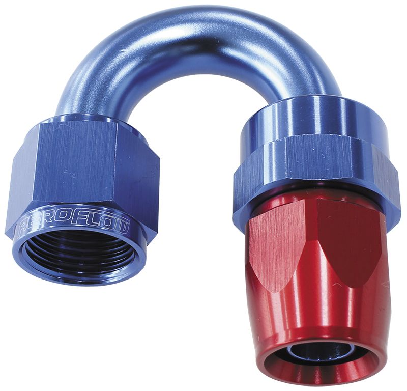 AF206-03D Aeroflow Alloy 180 Deg Hose End 3 An Blue Full Swivel Suit Teflon