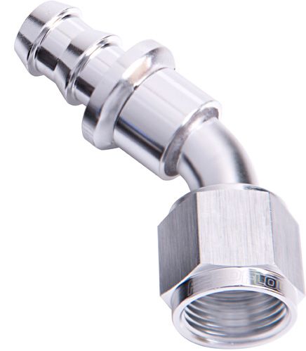 AF402-06S Aeroflow 45 Deg Push Lock End 6 An Silver No Clamp Required