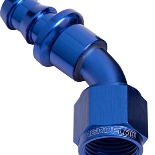 AF402-08 Aeroflow 45 Deg Push Lock End  8 An Blue No Clamp Required